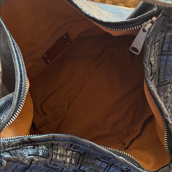 Patricia Nash Black Leather Braided Stitch Marcellina Hobo Bag Tassel Purse - Picture 14 of 16